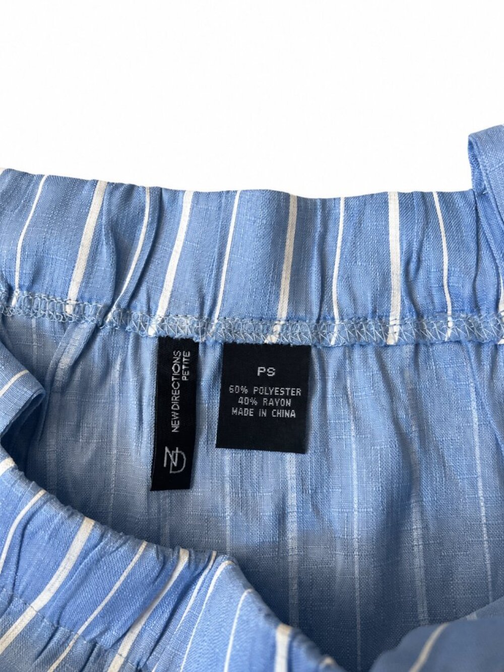 New Directions Petite Blue Striped Off Shoulder Tie Sleeve Top NWT - Picture 2 of 4